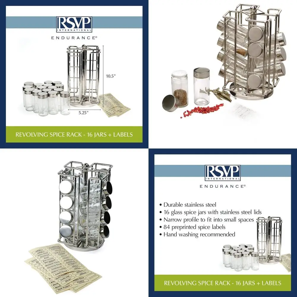 Хромированная полка для специй на 16 баночек с этикетками — вращающаяся для легкого доступа к приправке и зеленью
Хромированная полка для специй на 16 баночек с этикетками — вращающаяся для легкого доступа к приправке и зеленью