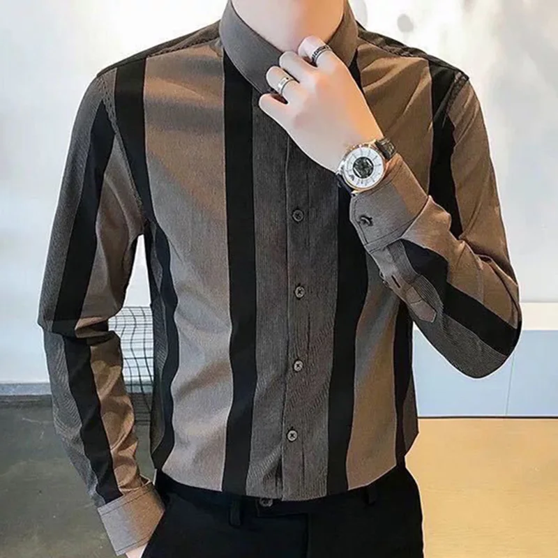 Fashion Lapel All-match Printed Striped Business Shirts Men's Clothing 2023 Autumn New Oversized Casual Tops Loose Korean Shirt
Fashion Lapel All-match Printed Striped Business Shirts Men's Clothing 2023 Autumn New Oversized Casual Tops Loose Korean Shirt