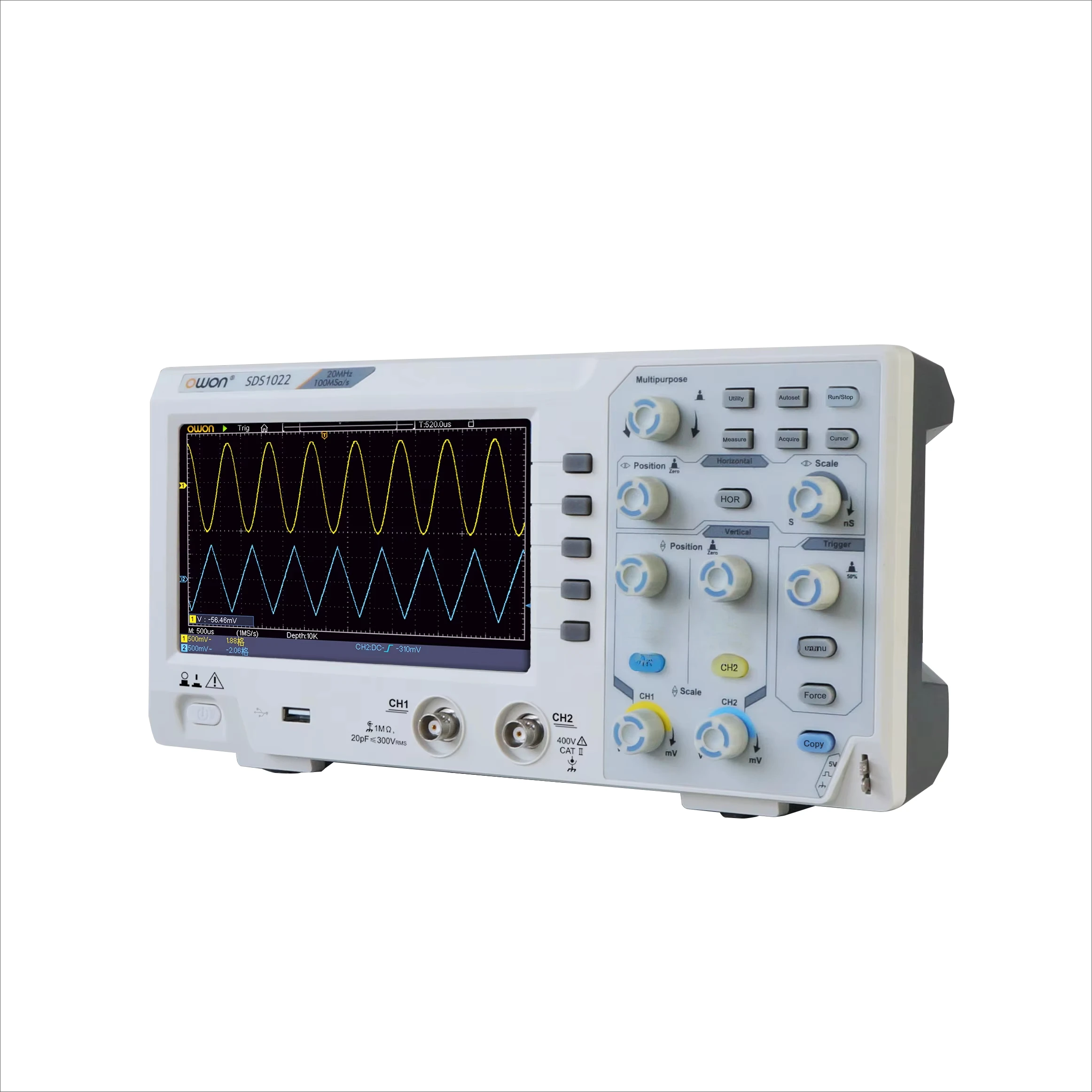 SDS1022 Dual channel oscilloscope high-resolution 20MHz Economocal Digital Oscilloscopes
SDS1022 Dual channel oscilloscope high-resolution 20MHz Economocal Digital Oscilloscopes