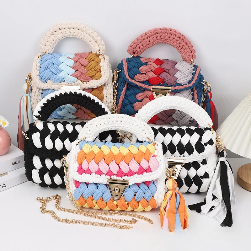 spring and summer new handmade crochet woven cloth strip bag spot finished product Hyunya versatile messenger small square bag
spring and summer new handmade crochet woven cloth strip bag spot finished product Hyunya versatile messenger small square bag