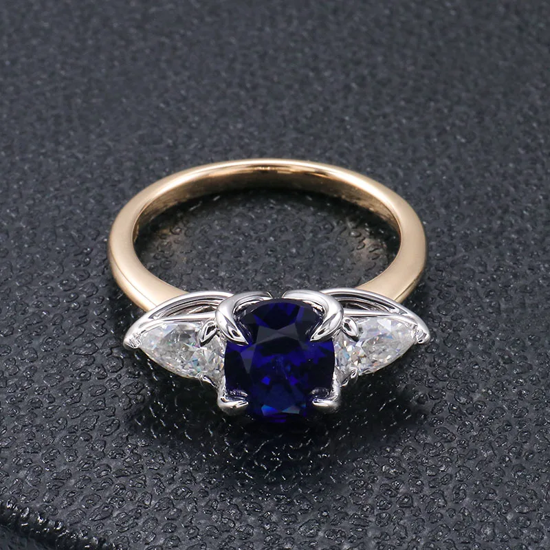 Provence 14K Solid Gold Three Stone Ring With 7*9mm Oval Cut Lab Blue Sapphire Gem For Women Engagement Ring With DEF Moissanite
Provence 14K Solid Gold Three Stone Ring With 7*9mm Oval Cut Lab Blue Sapphire Gem For Women Engagement Ring With DEF Moissanite
