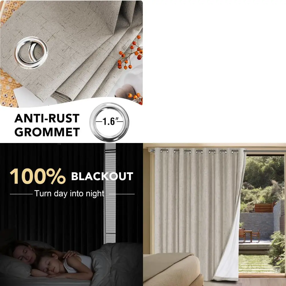 Durable Linen-Textured Blackout Curtains for Patio Doors, W100xL96, Stone
Durable Linen-Textured Blackout Curtains for Patio Doors, W100xL96, Stone