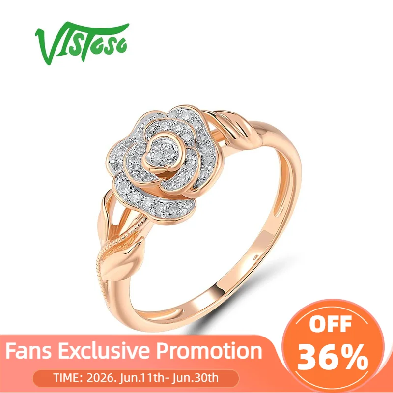 VISTOSO Pure 14K 585 Rose Gold Rings For Women Sparkling Diamond Fantastic Flower Wedding Engagement Fine Jewelry
VISTOSO Pure 14K 585 Rose Gold Rings For Women Sparkling Diamond Fantastic Flower Wedding Engagement Fine Jewelry