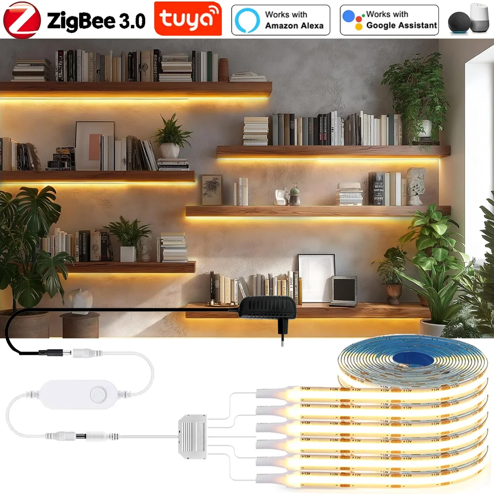 Tuya Zigbee 12V COB LED Strip Light 320LEDs/M Flexible Dimmable DIY Kitchen Lighting Cabinet Work with SmartThings Alexa/Google
Tuya Zigbee 12V COB LED Strip Light 320LEDs/M Flexible Dimmable DIY Kitchen Lighting Cabinet Work with SmartThings Alexa/Google