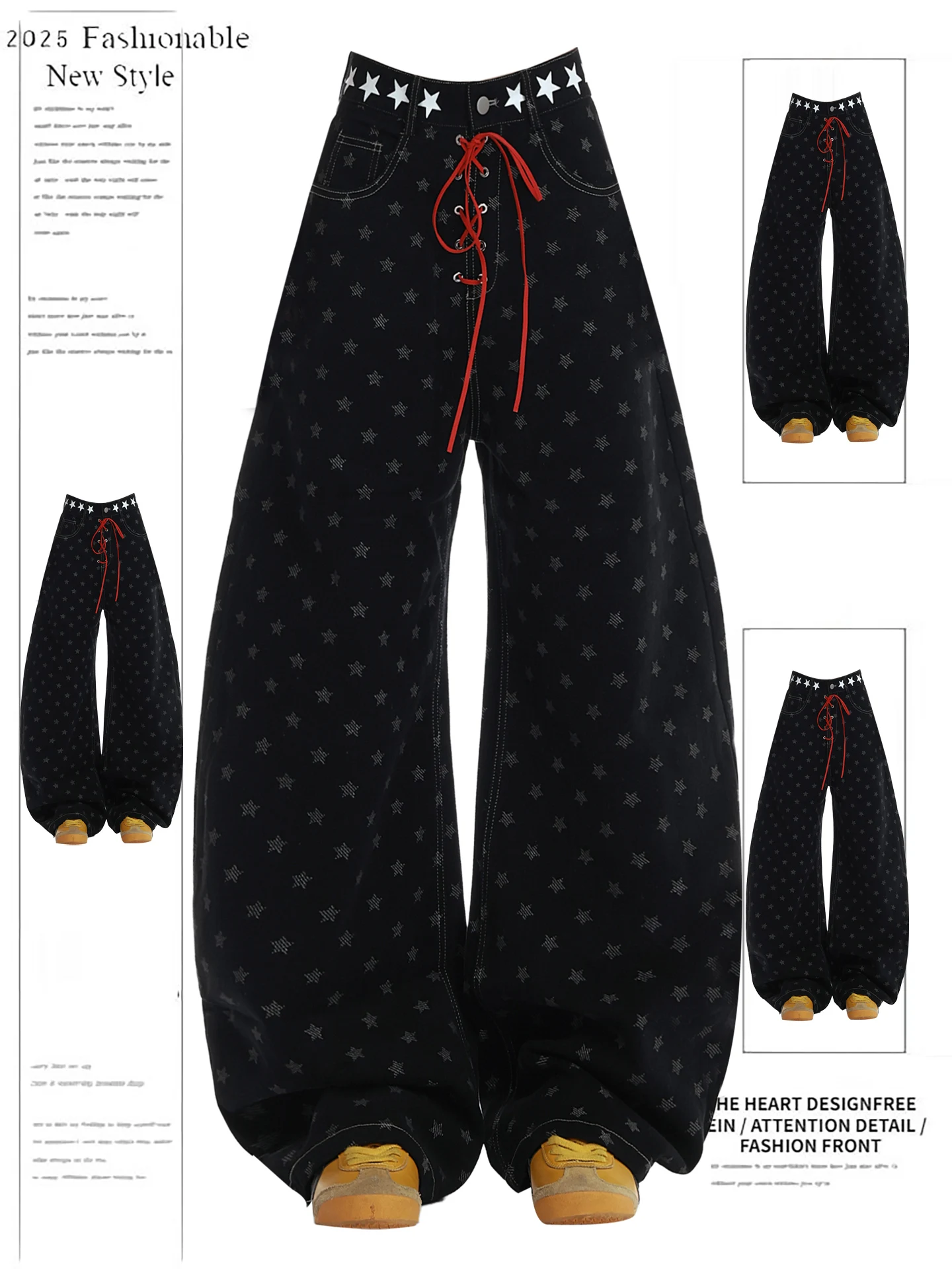 Women Black Gothic Baggy Y2k Emo Star Jeans Vintage Boyfriend Jean Pants Japanese 2000s Harajuku Oversize Denim Trousers Autumn
Women Black Gothic Baggy Y2k Emo Star Jeans Vintage Boyfriend Jean Pants Japanese 2000s Harajuku Oversize Denim Trousers Autumn