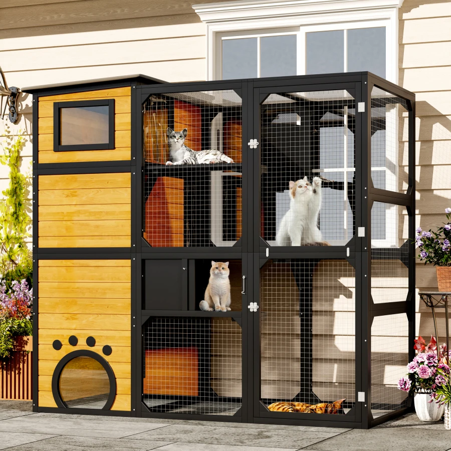 GO Large Cat Catio 4 Tiers Cat Enclosure for Outdoor Cat House Weatherproof Attached to Window for Multiple Cats with Platforms
GO Large Cat Catio 4 Tiers Cat Enclosure for Outdoor Cat House Weatherproof Attached to Window for Multiple Cats with Platforms