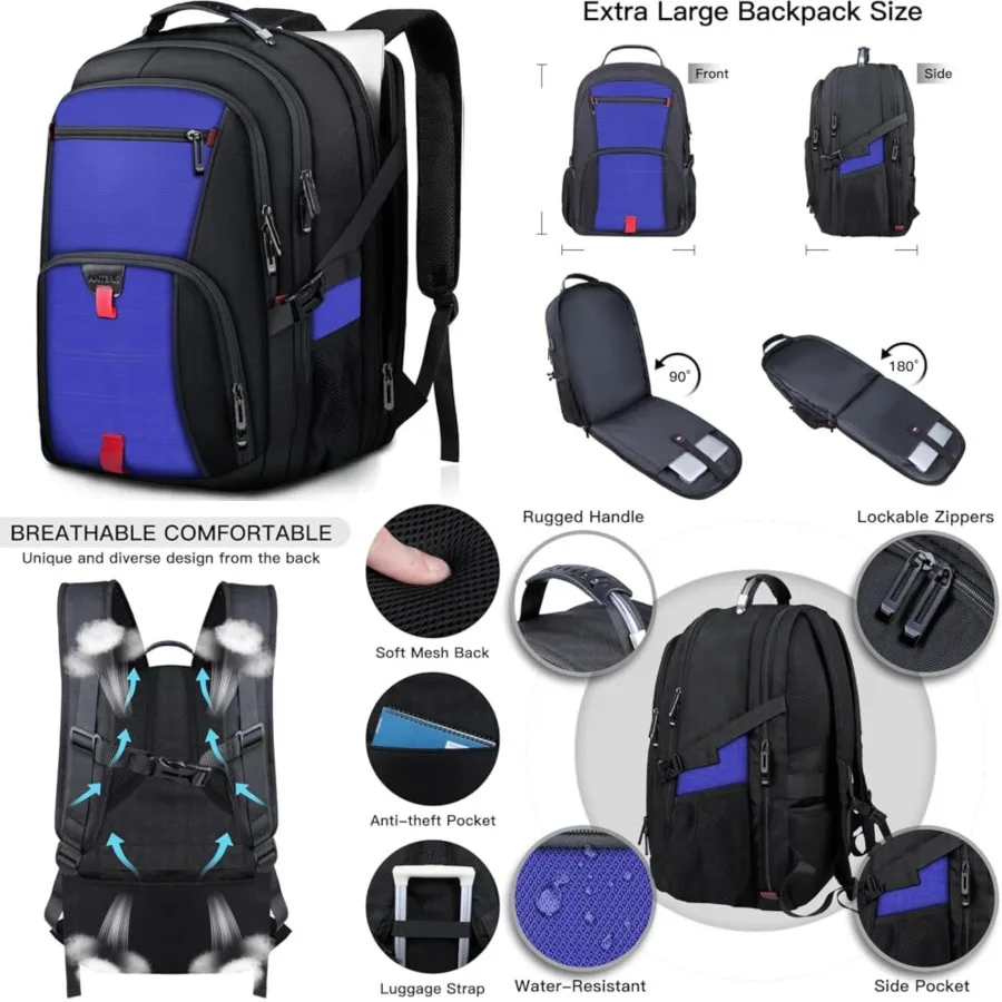 Travel Laptop Backpack, Laptop Backpacks for Men Women, 55L Anti Theft Water Resistant College Bussiness TSA Airline Approved W
Travel Laptop Backpack, Laptop Backpacks for Men Women, 55L Anti Theft Water Resistant College Bussiness TSA Airline Approved W