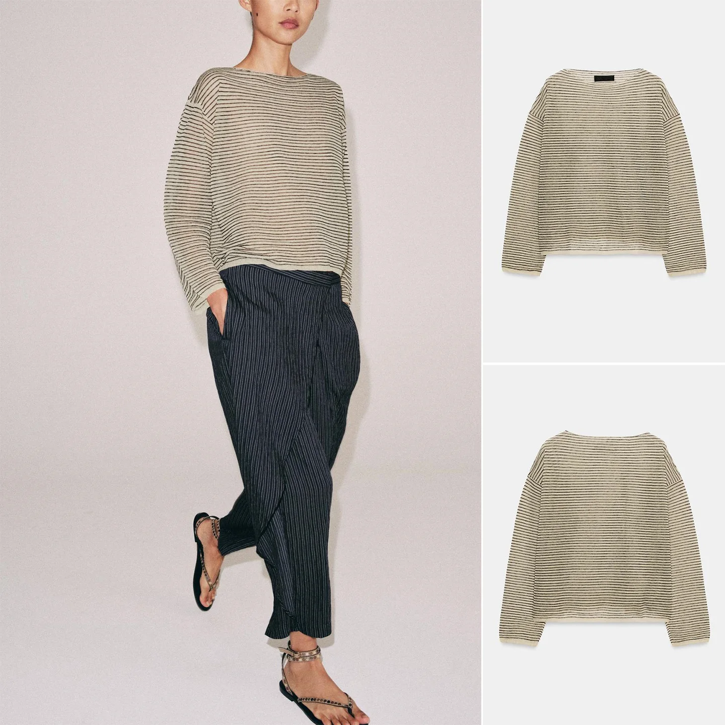 Spring Summer New Arrival Women's Lazy Style Long Sleeve round Neck Casual Thin Stripe Knitted Shirt Ultra Thin Polyester Fiber
Spring Summer New Arrival Women's Lazy Style Long Sleeve round Neck Casual Thin Stripe Knitted Shirt Ultra Thin Polyester Fiber