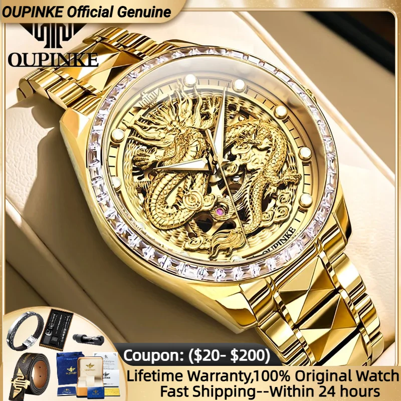 OUPINKE 3276 Original Watch Man 3D Dragon Watch Luxury Gold Diamond Watch 50M Waterproof Hand Clock
OUPINKE 3276 Original Watch Man 3D Dragon Watch Luxury Gold Diamond Watch 50M Waterproof Hand Clock