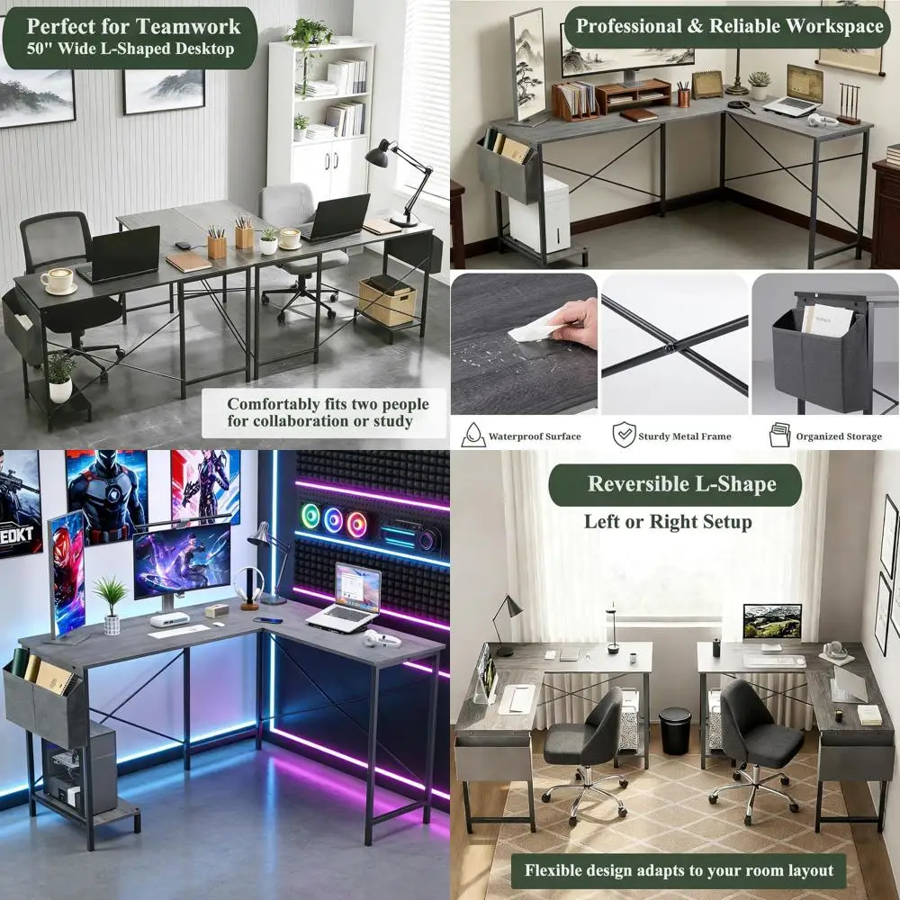 50 Inch L-Shaped Desk with Reversible Gaming Table and Storage, Sturdy Metal PC Workstation, Light Gray Wood for Home Office
50 Inch L-Shaped Desk with Reversible Gaming Table and Storage, Sturdy Metal PC Workstation, Light Gray Wood for Home Office