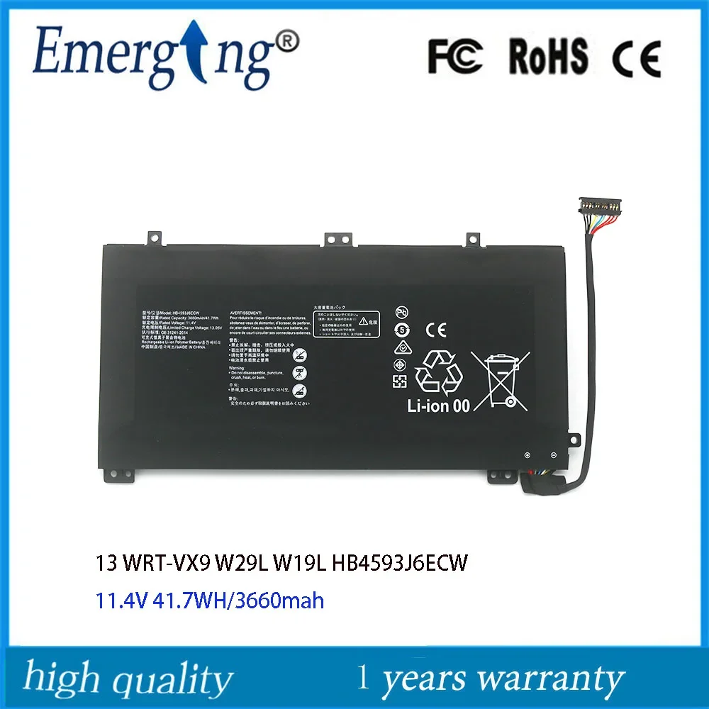 11.4V 41.7Wh HB4593J6ECW Battery For HUAWEI MateBook 13 WRT-W19 WX9 W29 i7 HN-W19L Notebook Computer
11.4V 41.7Wh HB4593J6ECW Battery For HUAWEI MateBook 13 WRT-W19 WX9 W29 i7 HN-W19L Notebook Computer