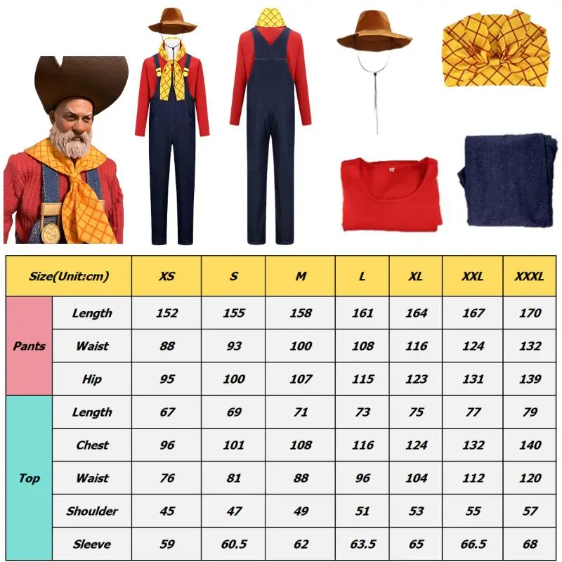Roleplay Pete Cosplay Costume Halloween Carnival Stinky Pete Party Top Pants Hat scarf Anime Suit
Roleplay Pete Cosplay Costume Halloween Carnival Stinky Pete Party Top Pants Hat scarf Anime Suit