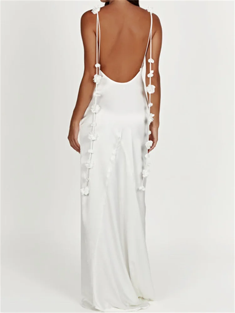 Satin Backless Spaghetti Strap Long Dress for Women Sexy Backless 3D Flower Tassels Dress Party Cocktail Y2K Vestidos
Satin Backless Spaghetti Strap Long Dress for Women Sexy Backless 3D Flower Tassels Dress Party Cocktail Y2K Vestidos