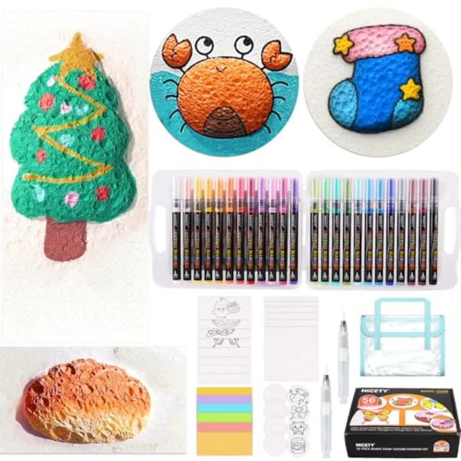 Magic Foam Texture Painting Kit, 56 Pack 3D Art Set with 24 Acrylic Paint Markers, 28 Puffy Texture Paper, 2 Water Brush Pens,
Magic Foam Texture Painting Kit, 56 Pack 3D Art Set with 24 Acrylic Paint Markers, 28 Puffy Texture Paper, 2 Water Brush Pens,
