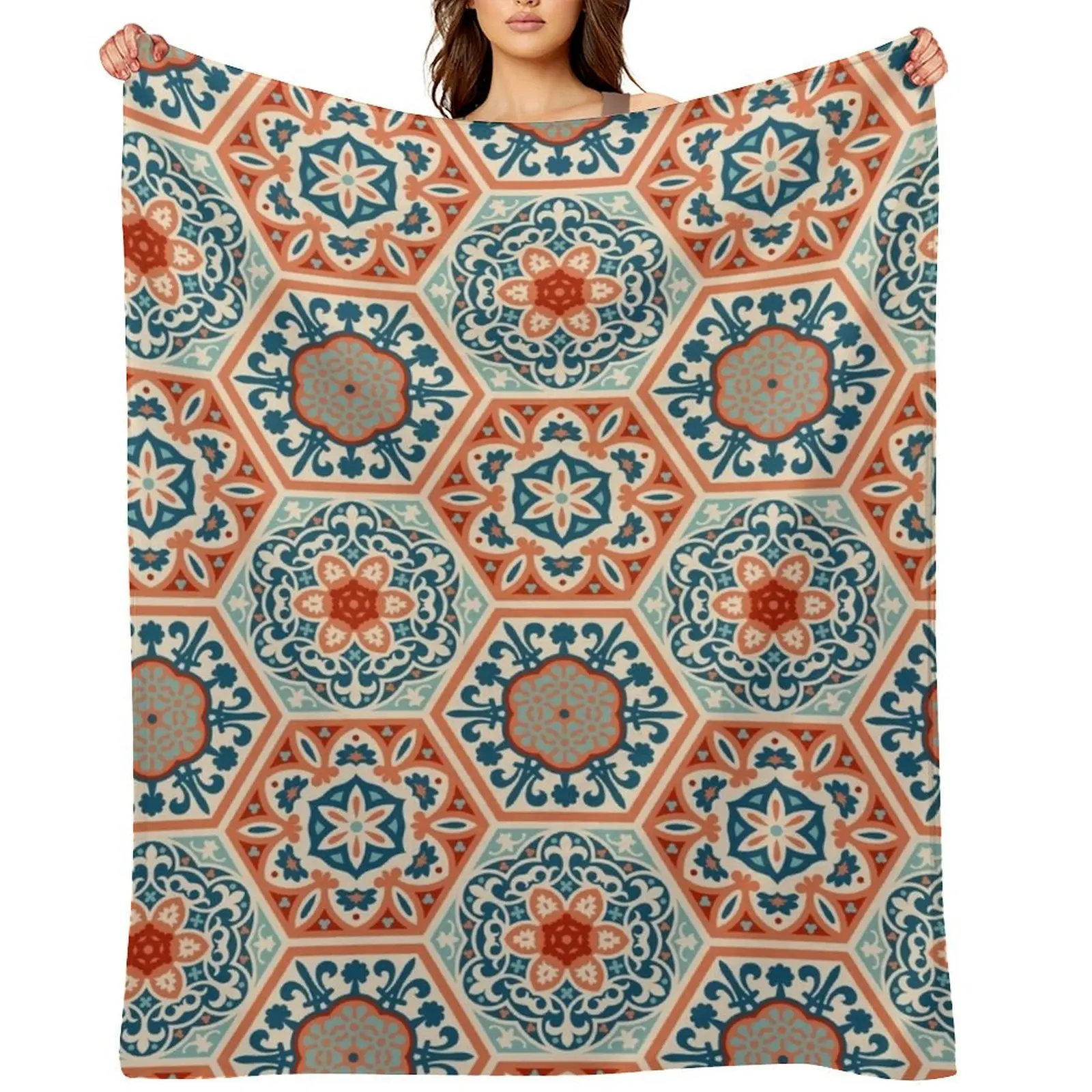 PATCHWORK tiles 01, terracotta orange and teal blue Throw Blanket Sofa Quilt Bed Fashionable decorative Warm Blankets
PATCHWORK tiles 01, terracotta orange and teal blue Throw Blanket Sofa Quilt Bed Fashionable decorative Warm Blankets