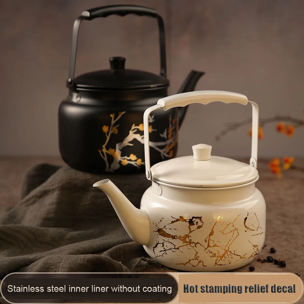 Retro stainless steel teapot, Gold stamping relief applique milk tea pot, Dining table cold water kettle, Restaurant soup pot
Retro stainless steel teapot, Gold stamping relief applique milk tea pot, Dining table cold water kettle, Restaurant soup pot