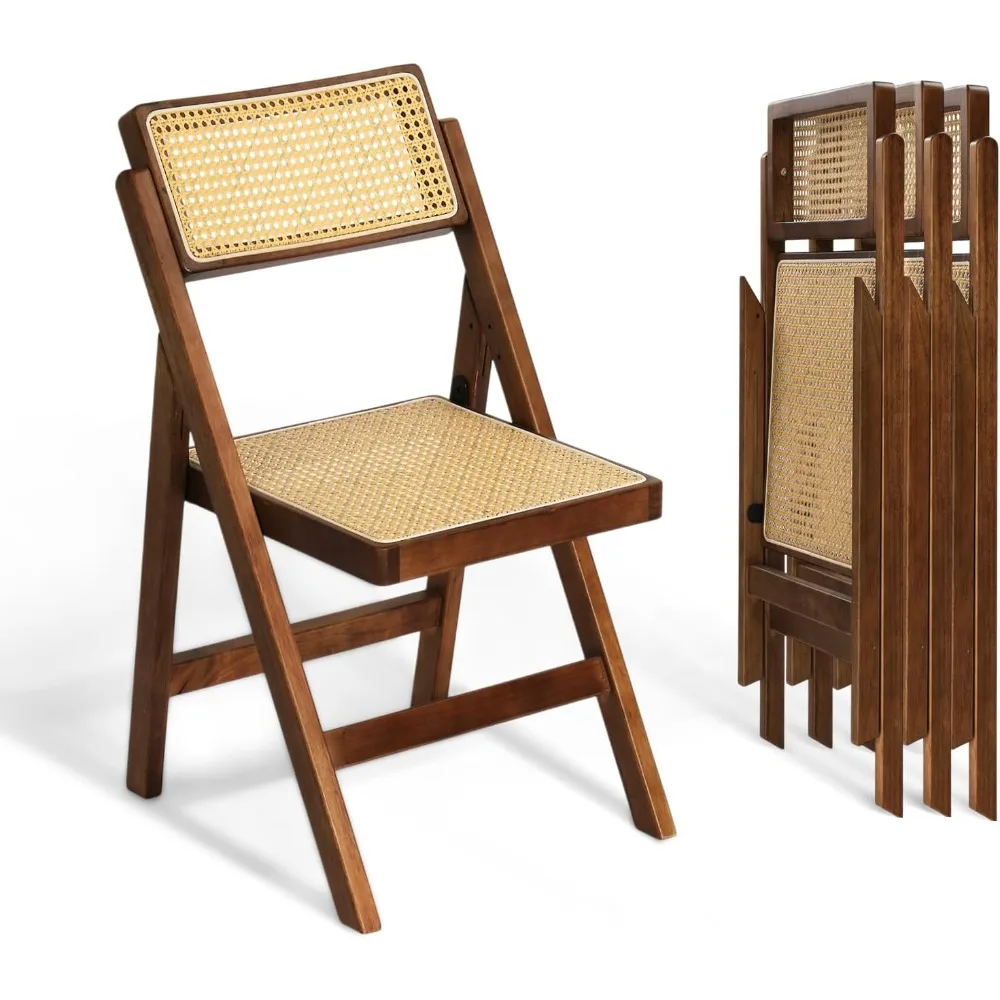 Rattan Dining Chair, Wood Folding Chair with 360° Swivel Backrest, Rubberwood Frame and Rattan Woven Seat and Back, Walnu
Rattan Dining Chair, Wood Folding Chair with 360° Swivel Backrest, Rubberwood Frame and Rattan Woven Seat and Back, Walnu