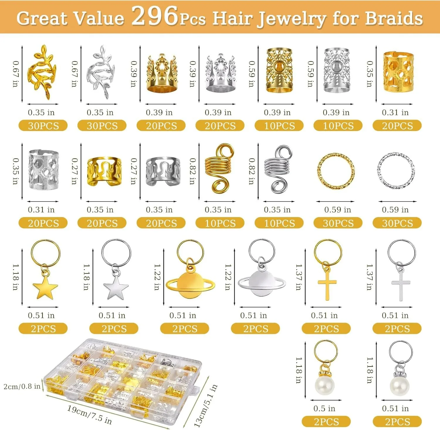296pcs Electroplated Hollow Planet Beads Dreadlock Accessories Gold Silver Tone Pearl Textured Hair Cuffs for DIY Home Party
296pcs Electroplated Hollow Planet Beads Dreadlock Accessories Gold Silver Tone Pearl Textured Hair Cuffs for DIY Home Party