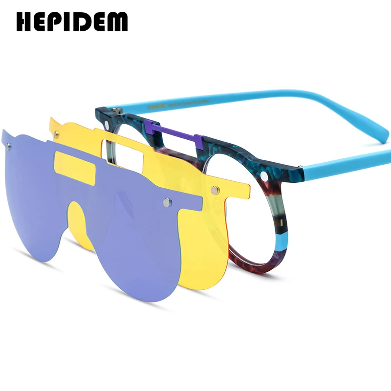 HEPIDEM Acetate Glasses Frame Men Brand Design Square Magnet Clip on Eyeglasses with Night Vision & Polarized Lens y2k 9393
HEPIDEM Acetate Glasses Frame Men Brand Design Square Magnet Clip on Eyeglasses with Night Vision & Polarized Lens y2k 9393