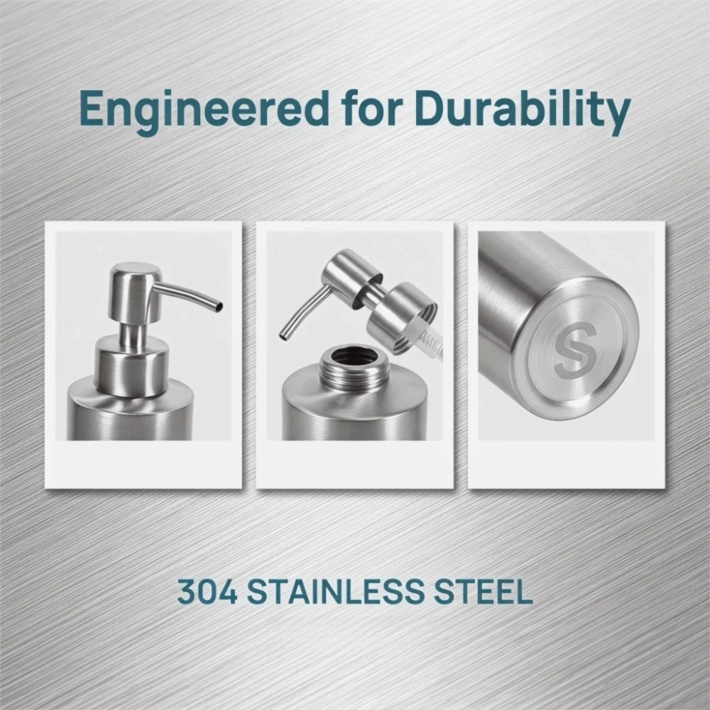 Stainless Steel Liquid Soap Dispenser Silver 350 ml Capacity Hand Soap Dispenser Rust Proof Premium Hand Pump Dispenser
Stainless Steel Liquid Soap Dispenser Silver 350 ml Capacity Hand Soap Dispenser Rust Proof Premium Hand Pump Dispenser