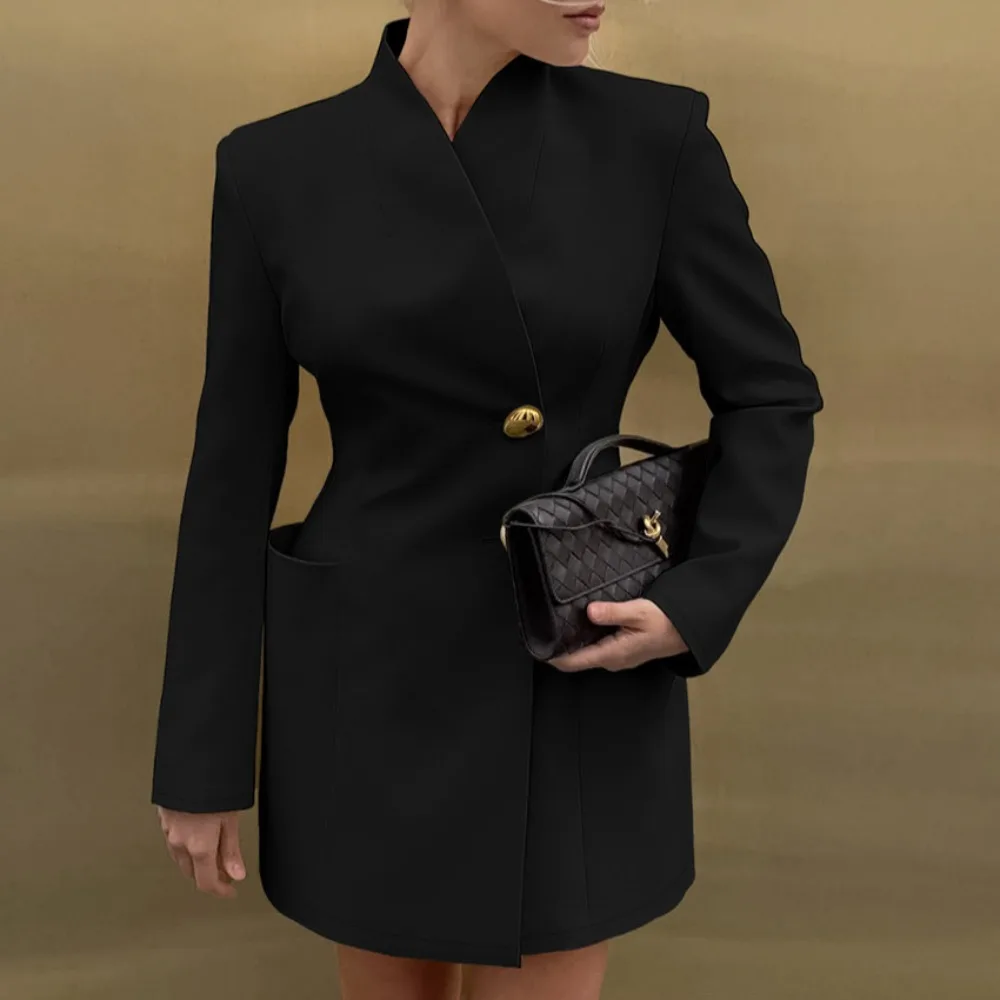 New Spring Women Black Chic Office Short Dress V Neck Long Sleeve Tunic Spliced Pocket Blazer Dresses Female Fashion Style
New Spring Women Black Chic Office Short Dress V Neck Long Sleeve Tunic Spliced Pocket Blazer Dresses Female Fashion Style
