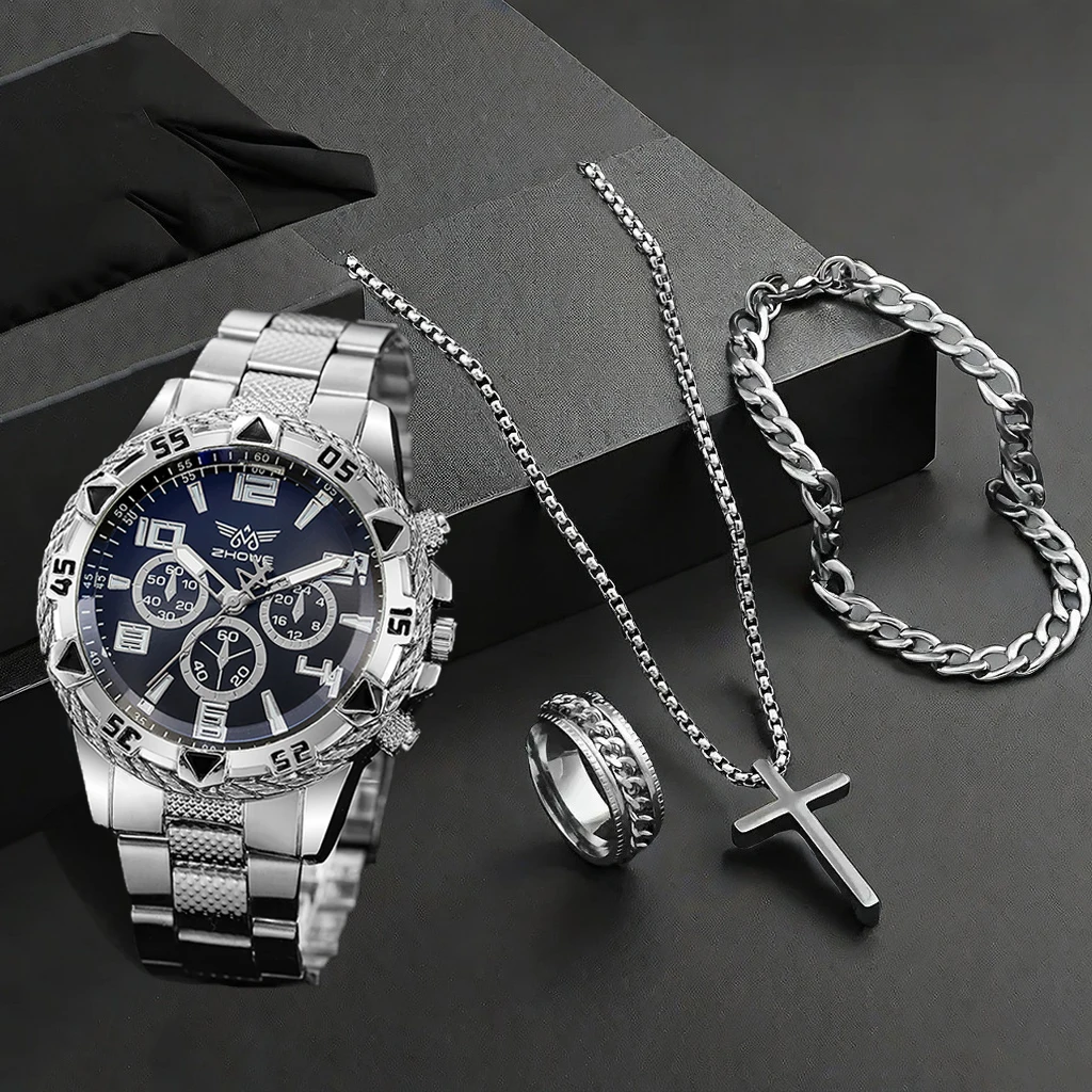 4PCS/Set Fashion Men's Watch Casual Gold Steel Band Analog Male Quartz Watches Jewelry Set(Without Box)
4PCS/Set Fashion Men's Watch Casual Gold Steel Band Analog Male Quartz Watches Jewelry Set(Without Box)