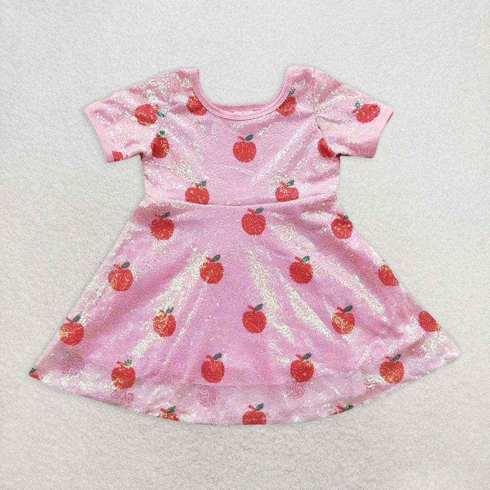 Платье длиной до колена с блестками и яблоком для маленьких девочек, забавная тематическая одежда с короткими рукавами для маленьких детей
Платье длиной до колена с блестками и яблоком для маленьких девочек, забавная тематическая одежда с короткими рукавами для маленьких детей