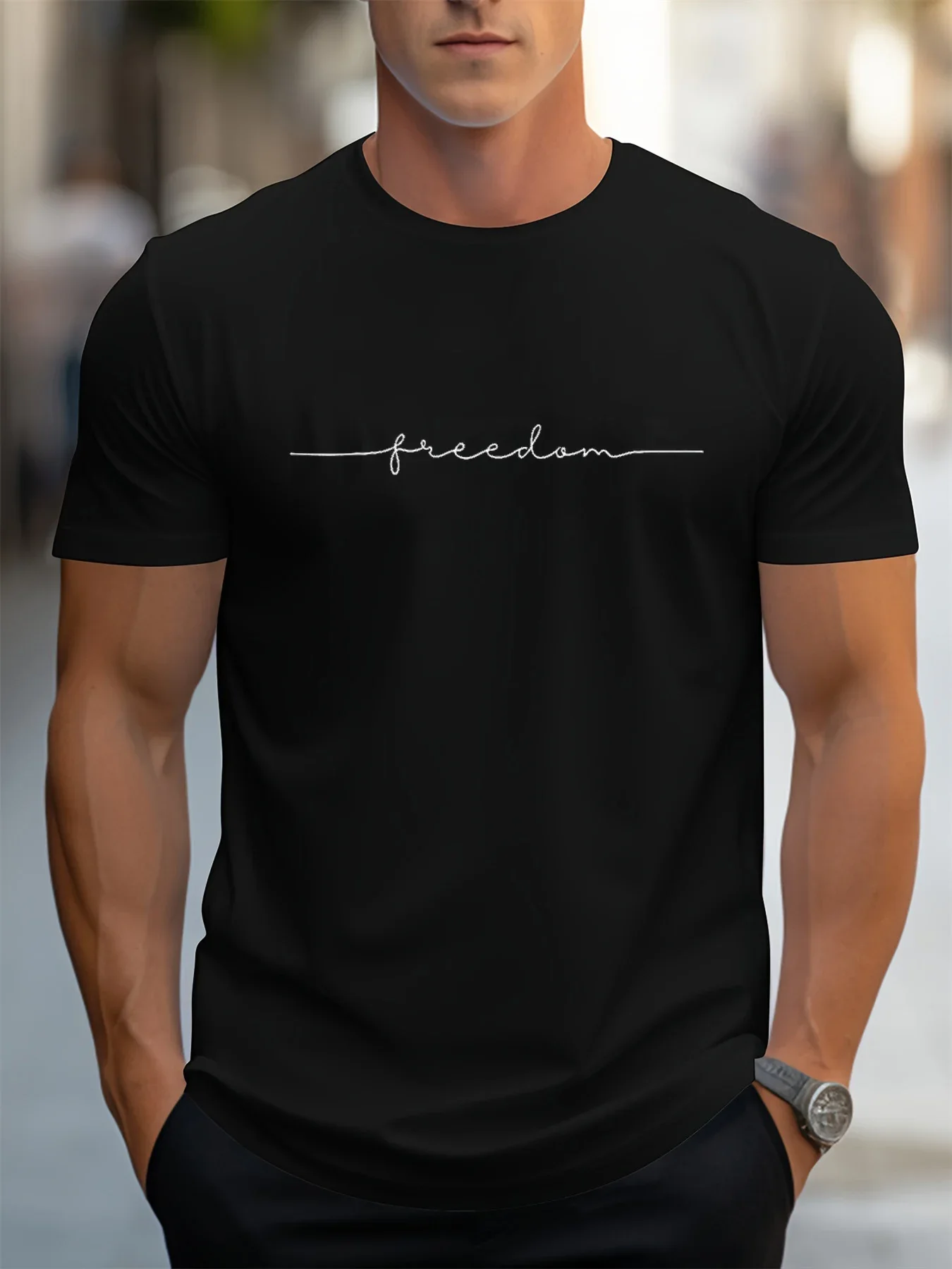 Summer fashion 100% pure cotton men's casual sports T-shirt, mature urban street T-shirt, loose and breathable round-neck top
Summer fashion 100% pure cotton men's casual sports T-shirt, mature urban street T-shirt, loose and breathable round-neck top