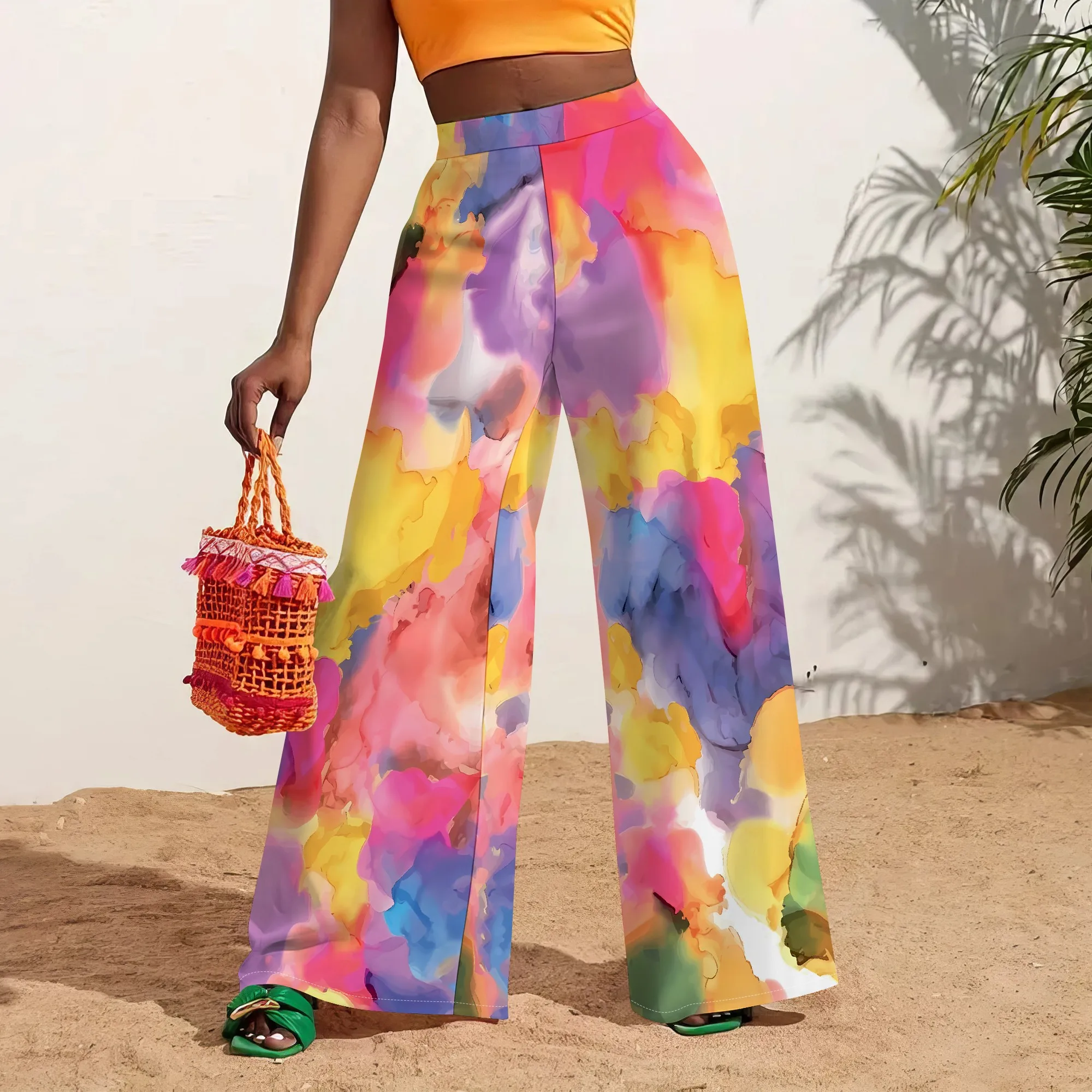 Nupusa Watercolor Print Pants for Women Standard Size Summer Casual High - Waist Wide - Leg Pants 
Nupusa Watercolor Print Pants for Women Standard Size Summer Casual High - Waist Wide - Leg Pants