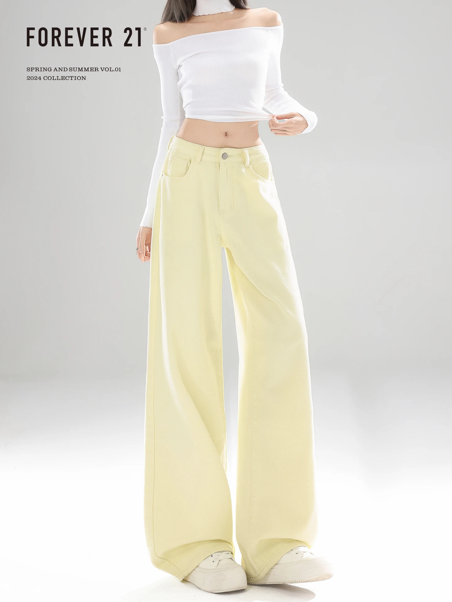 Forever 21 American Style High Waist Narrow Straight Leg Jeans Women's Light Yellow Loose Wide Leg Pants Casual Daily Wear
Forever 21 American Style High Waist Narrow Straight Leg Jeans Women's Light Yellow Loose Wide Leg Pants Casual Daily Wear