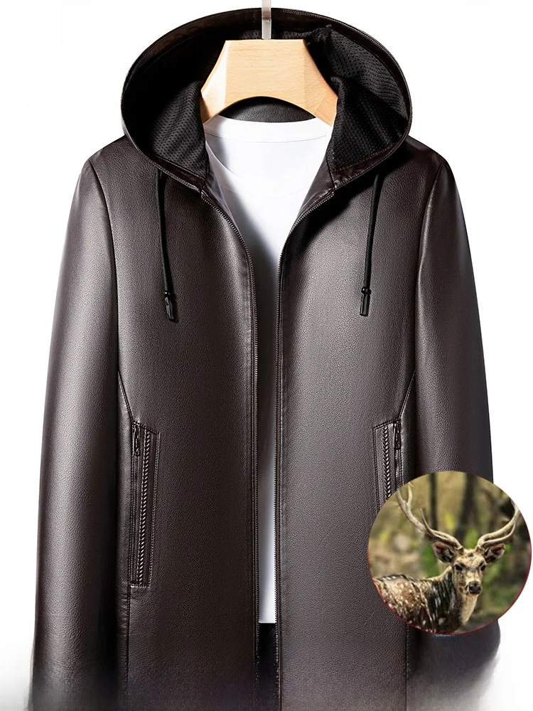 Pierre Cardin Men's Thickened Leather Jacket Autumn Winter New Style Hooded Genuine Deer Skin Coat Fashion Urban Casual Wear
Pierre Cardin Men's Thickened Leather Jacket Autumn Winter New Style Hooded Genuine Deer Skin Coat Fashion Urban Casual Wear