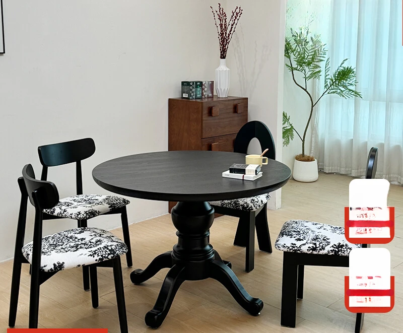 American round solid wood dining table and chairs small apartment household
American round solid wood dining table and chairs small apartment household