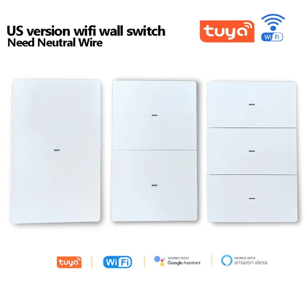 Умный переключатель Wi-Fi США 1/2/3 Gang Light Настенный сенсорный переключатель Нужен нейтральный провод Tuya Smart Life Работа с Alexa Google Home
Умный переключатель Wi-Fi США 1/2/3 Gang Light Настенный сенсорный переключатель Нужен нейтральный провод Tuya Smart Life Работа с Alexa Google Home