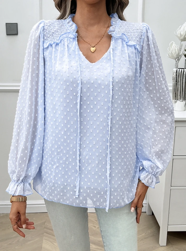 Elegant Temperament Style for Women Blouses 2024 Spring Autumn New Fashion V-Neck Long Sleeved Top Pullover Tee T-Shirt
Elegant Temperament Style for Women Blouses 2024 Spring Autumn New Fashion V-Neck Long Sleeved Top Pullover Tee T-Shirt