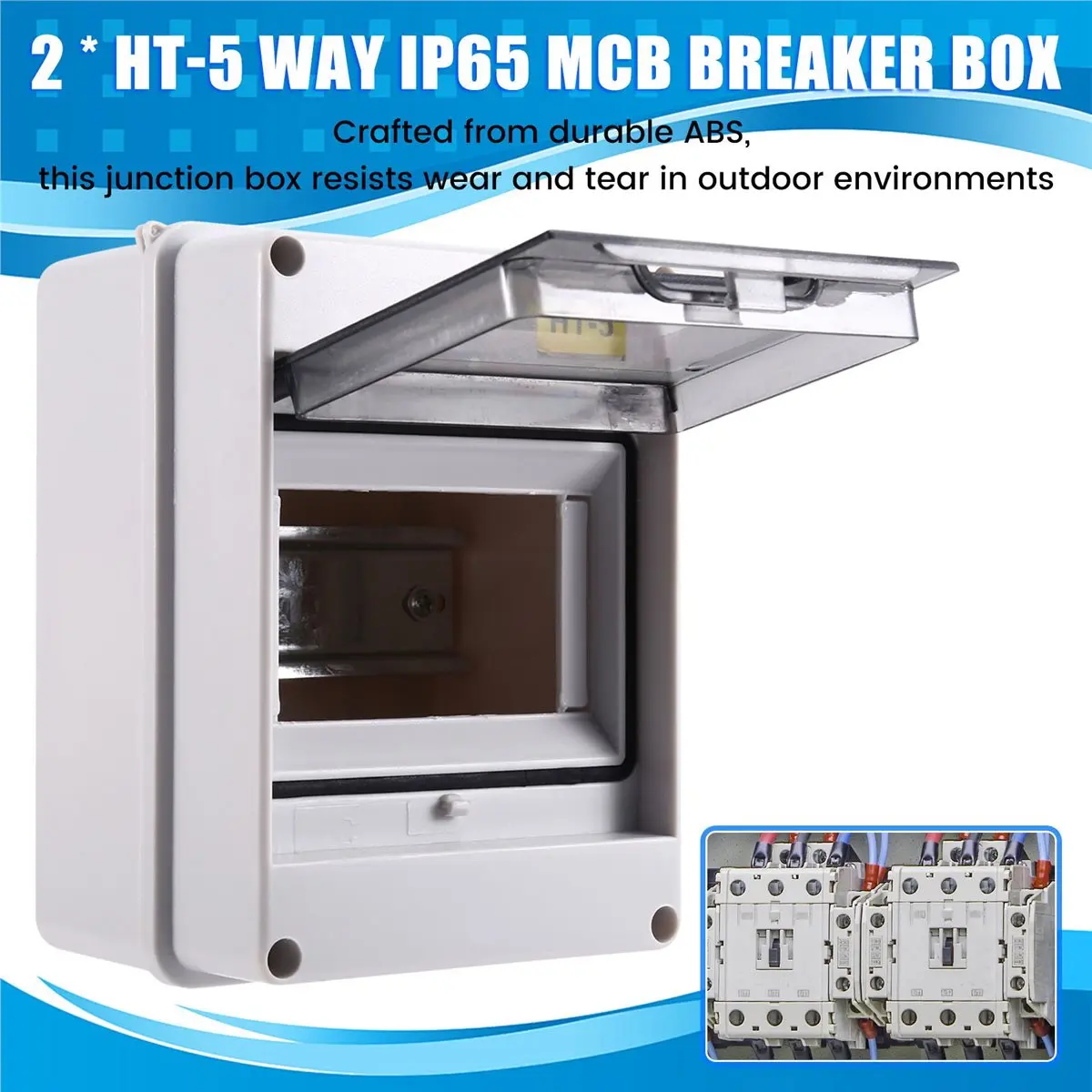 A41T 10PCS HT-5 Way IP65 Mcb Breaker Box Distribution Protection Box Power Electronic Din Rail Enclosure for Circuit Breaker
A41T 10PCS HT-5 Way IP65 Mcb Breaker Box Distribution Protection Box Power Electronic Din Rail Enclosure for Circuit Breaker