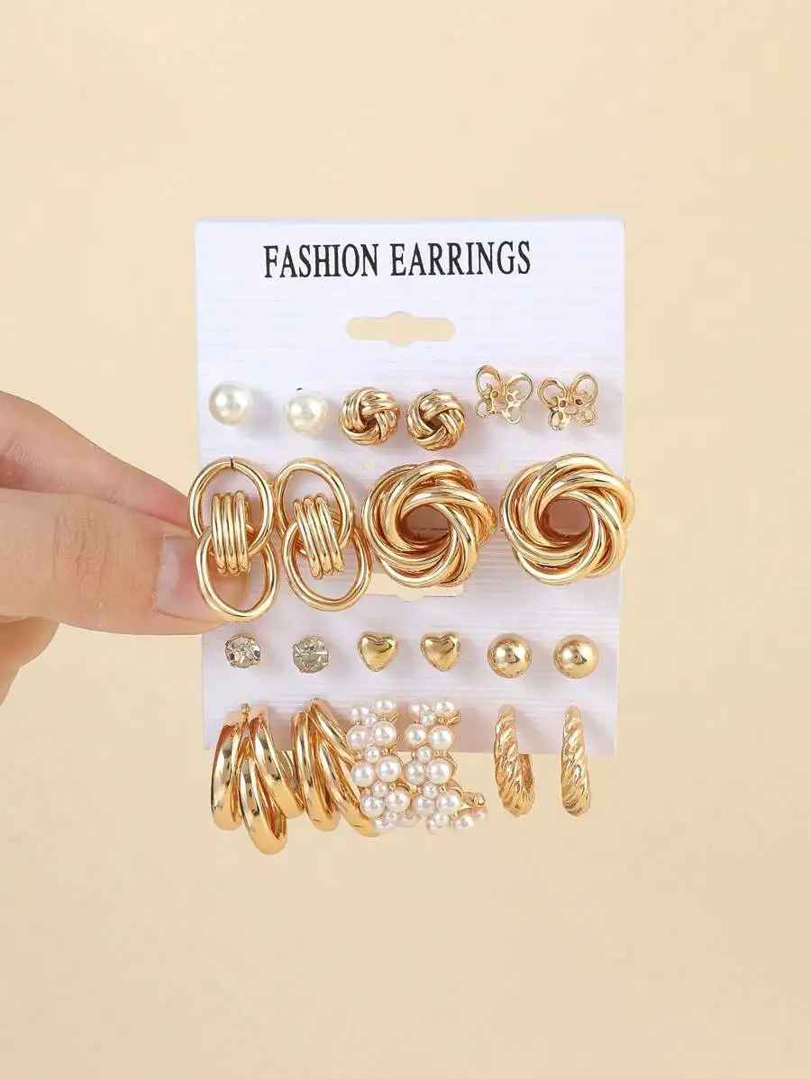 11 Pairs Fashion Earrings With Butterfly And Faux Pearl Decor
11 Pairs Fashion Earrings With Butterfly And Faux Pearl Decor