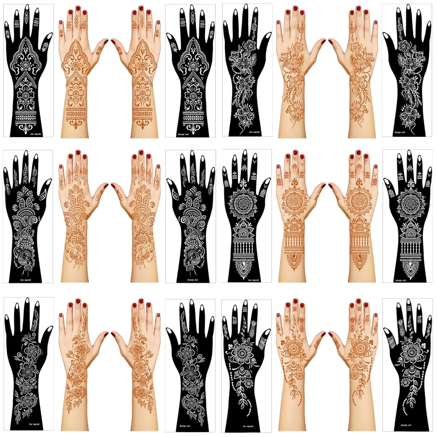 Henna Tattoo Stencil Kit,12 Sheets Stickers for Henna Tattoo Hand Forearm Glitter Airbrush DIY Tattooing Template, Large Indian Temporary Tattoo Stickers
Henna Tattoo Stencil Kit,12 Sheets Stickers for Henna Tattoo Hand Forearm Glitter Airbrush DIY Tattooing Template, Large Indian Temporary Tattoo Stickers