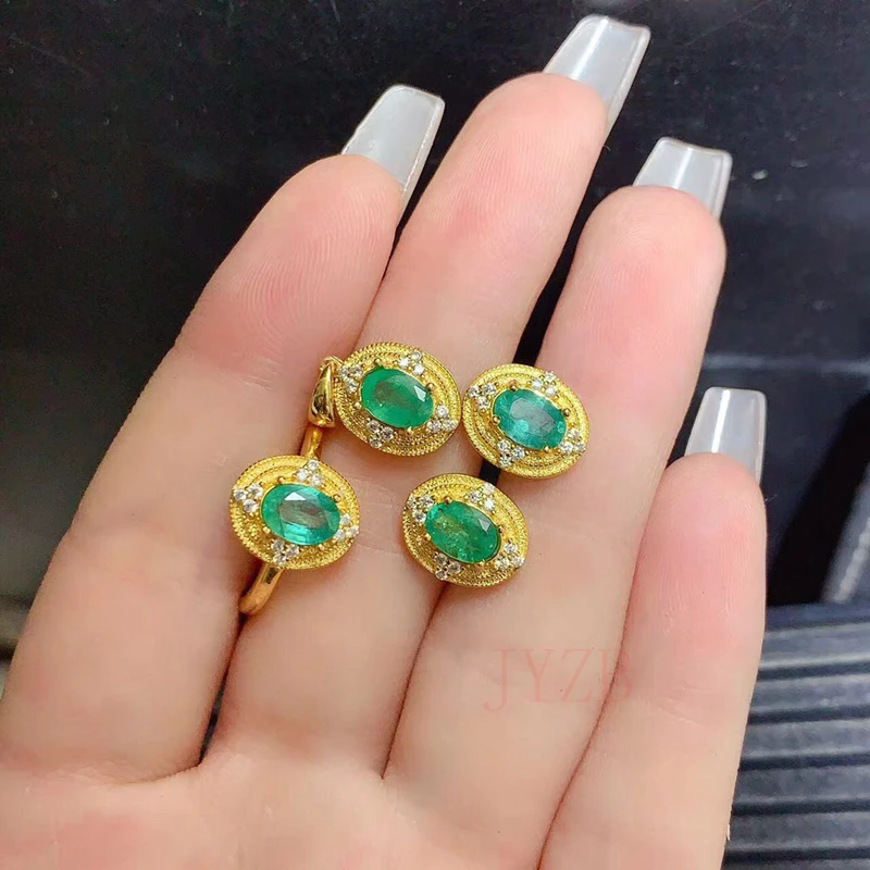 Natural Emerald Set Women's Vintage 925 Sterling Silver Jewelry Brand Anniversary party gift Boutique jewelry
Natural Emerald Set Women's Vintage 925 Sterling Silver Jewelry Brand Anniversary party gift Boutique jewelry
