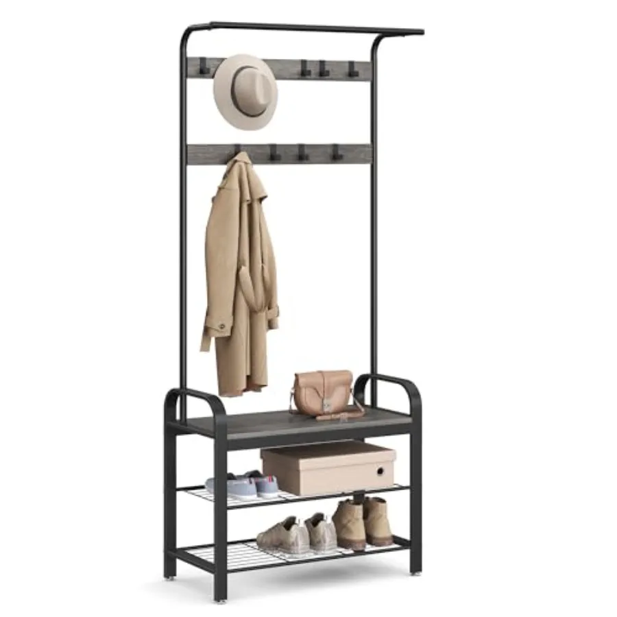 Coat Rack Hall Tree with Shoe Bench for Entryway Entryway Bench with Coat Rack 4-in-1 with 9 Removable Hooks a Hanging Rod 13.3
Coat Rack Hall Tree with Shoe Bench for Entryway Entryway Bench with Coat Rack 4-in-1 with 9 Removable Hooks a Hanging Rod 13.3