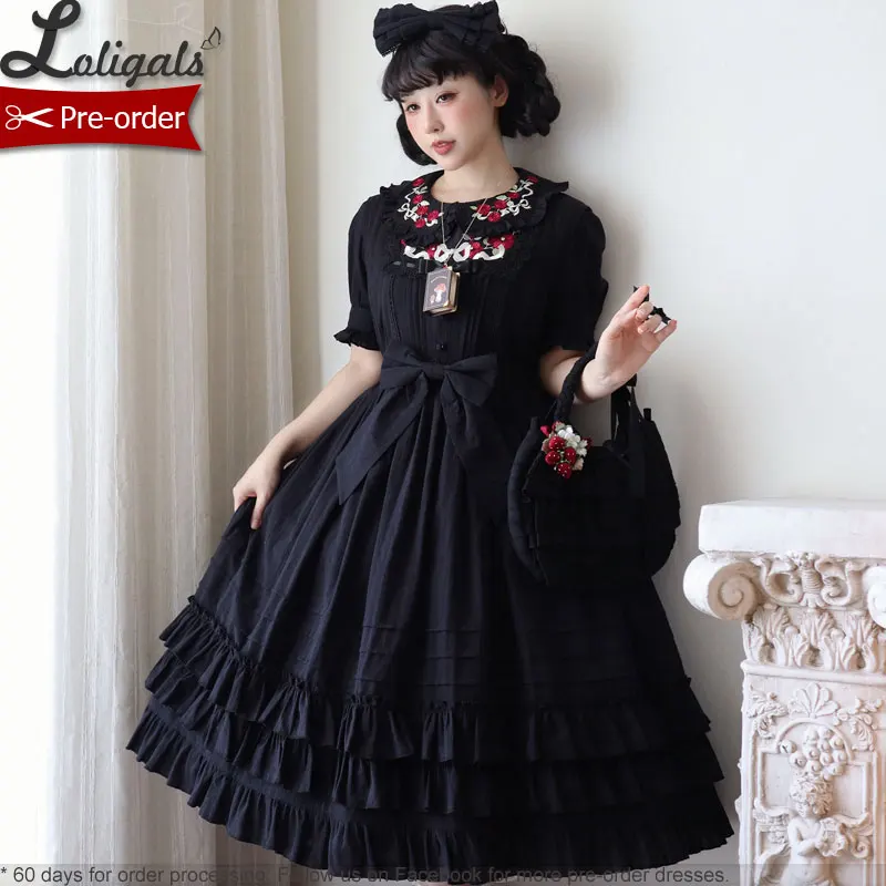 Pre-order Classic Lolita Dress Embroidered Short Sleeve Cotton Party Dress ~ Miss Nelly 2.0 by Strawberry Witch
Pre-order Classic Lolita Dress Embroidered Short Sleeve Cotton Party Dress ~ Miss Nelly 2.0 by Strawberry Witch