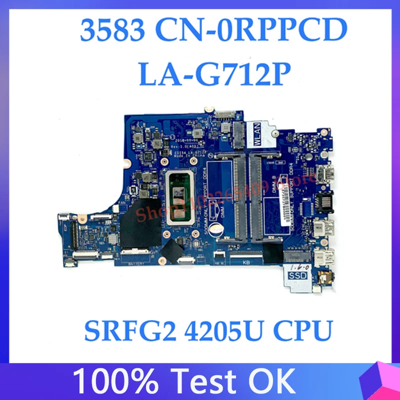 Материнская плата RPPCD 0RPPCD CN-0RPPCD для ноутбука DELL 15 3583, материнская плата EDI54 LA-G712P с процессором SRFG2 4205U, 100% полная работа, хорошо
Материнская плата RPPCD 0RPPCD CN-0RPPCD для ноутбука DELL 15 3583, материнская плата EDI54 LA-G712P с процессором SRFG2 4205U, 100% полная работа, хорошо