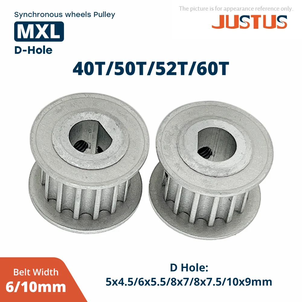 40T/50T/52T/60T MXL Timing Pulley Synchronous Wheel D-hole 5x4.5/6x5/6x5.5/8x7/8x7.5/10x9mm pitch 2.032mm
40T/50T/52T/60T MXL Timing Pulley Synchronous Wheel D-hole 5x4.5/6x5/6x5.5/8x7/8x7.5/10x9mm pitch 2.032mm