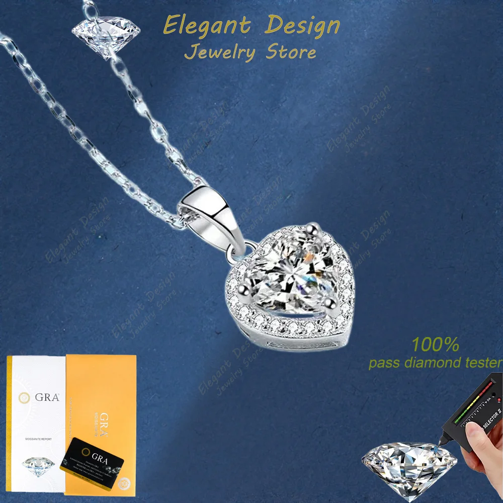 Elegant Design Heart Pendant Moissanite 1ct Necklace for Women, Luxury PT950 Platinum Ladys Chain GRA Certified Fine Jewelry
Elegant Design Heart Pendant Moissanite 1ct Necklace for Women, Luxury PT950 Platinum Ladys Chain GRA Certified Fine Jewelry