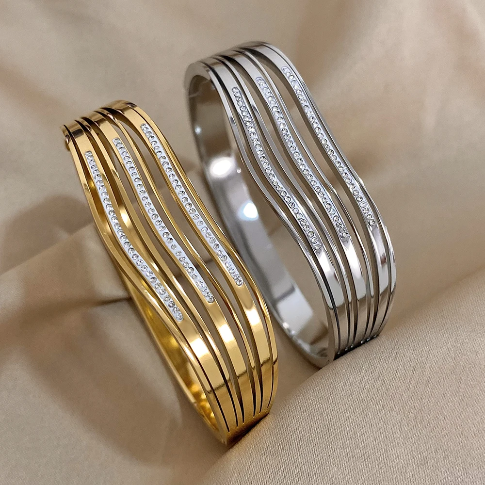 Freetry Vintage Multilayer Rhinestone Stainless Steel Bracelet for Women Irregular Geometric Spring Bangle Fashion Jewelry Gift 
Freetry Vintage Multilayer Rhinestone Stainless Steel Bracelet for Women Irregular Geometric Spring Bangle Fashion Jewelry Gift