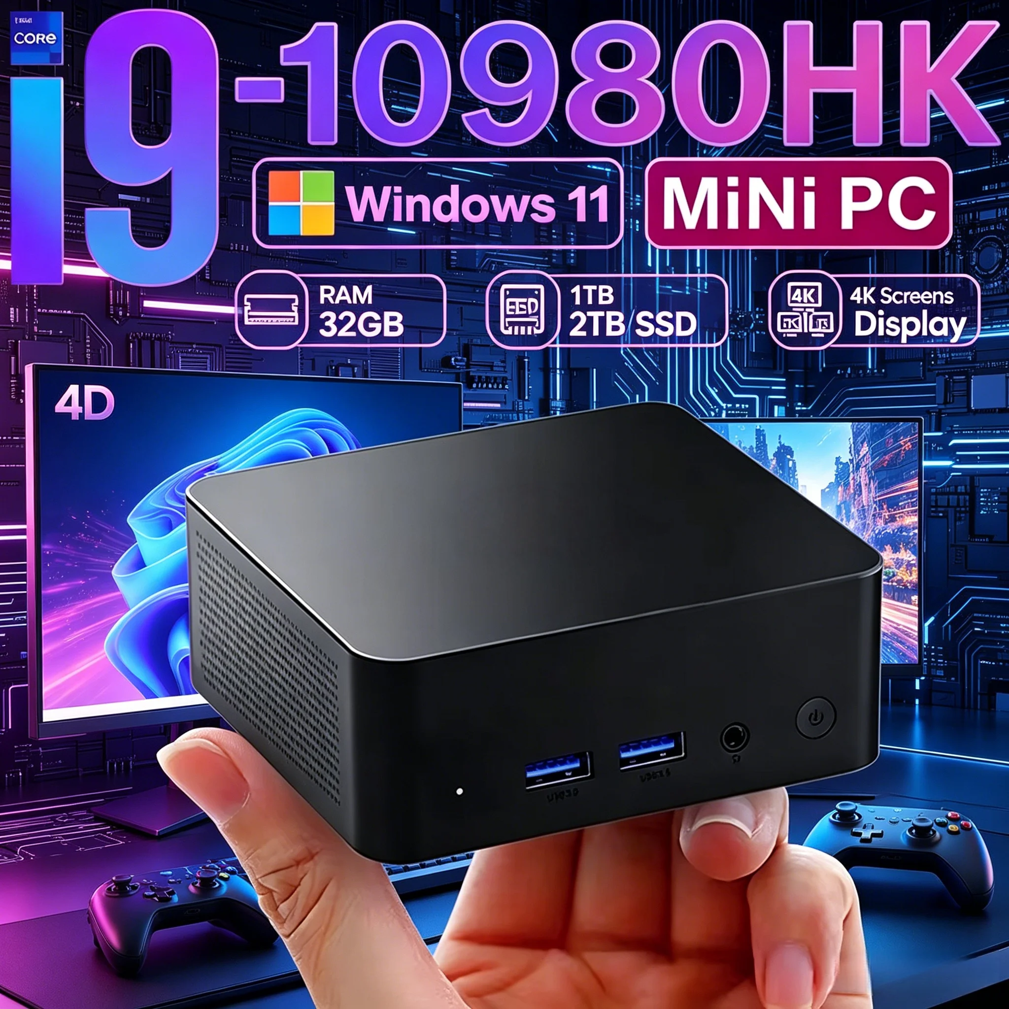 Laptop Business Dedicated Mini PC Intel I9 8950HK 10980HK 1TB 2TB SSD Multifunctional Portable Desktop Computer
Laptop Business Dedicated Mini PC Intel I9 8950HK 10980HK 1TB 2TB SSD Multifunctional Portable Desktop Computer