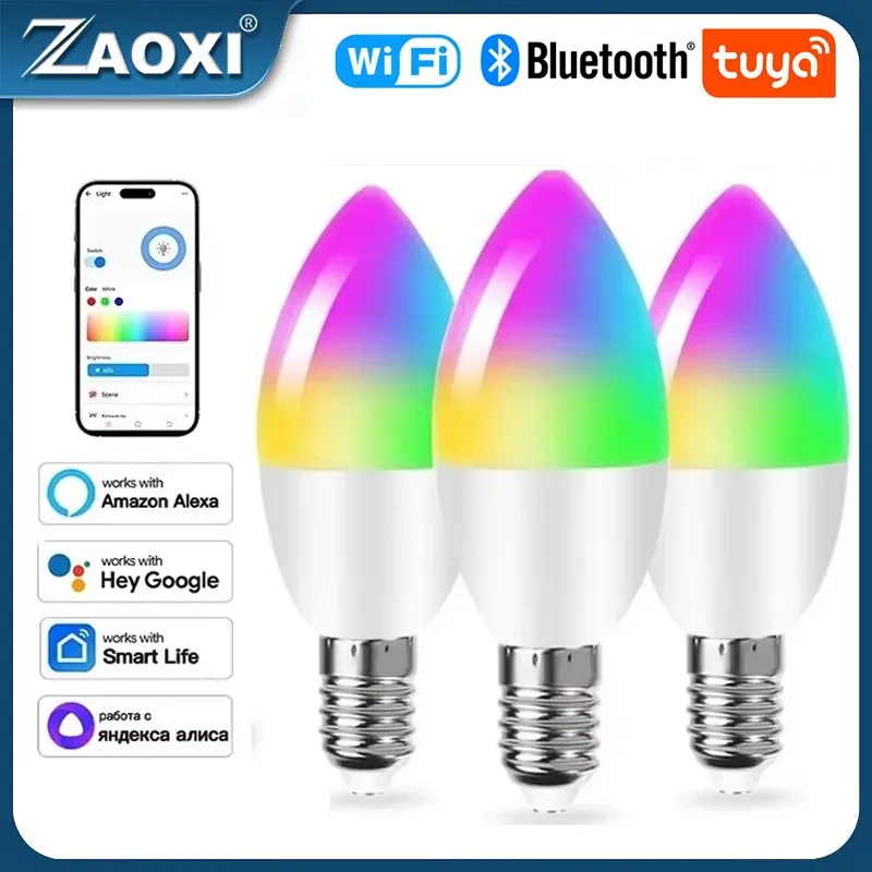ZAOXI Smart Tuya WiFi Candle Light E14 5W AC200-240V APP Remote Control LED Light Bulbs Support Google Alexa Control
ZAOXI Smart Tuya WiFi Candle Light E14 5W AC200-240V APP Remote Control LED Light Bulbs Support Google Alexa Control