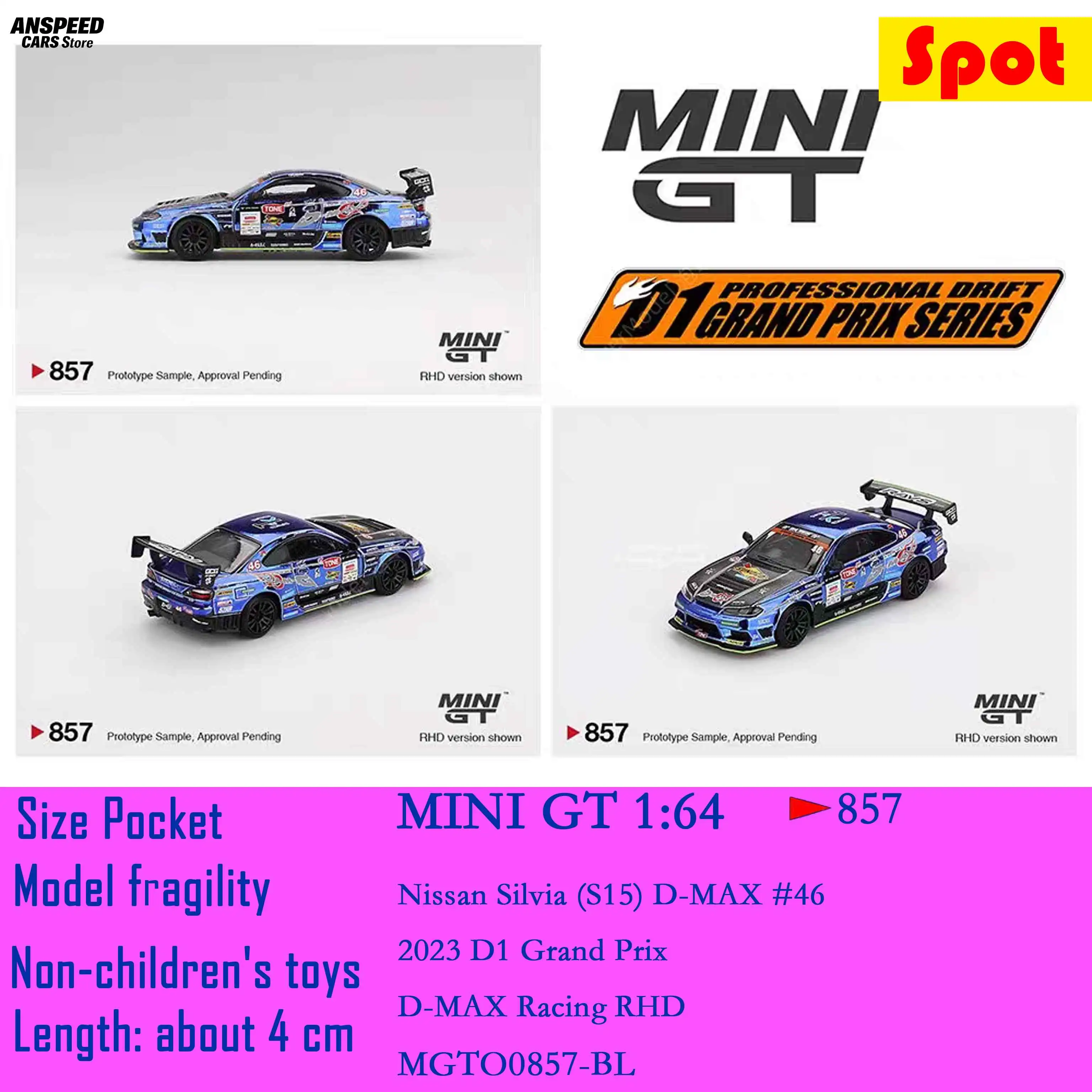 MINIGT 1:64 Nissan Silvia S15 D-MAX #46 Drift Racing Diecast Alloy Model Blister Card #857 Collection
MINIGT 1:64 Nissan Silvia S15 D-MAX #46 Drift Racing Diecast Alloy Model Blister Card #857 Collection