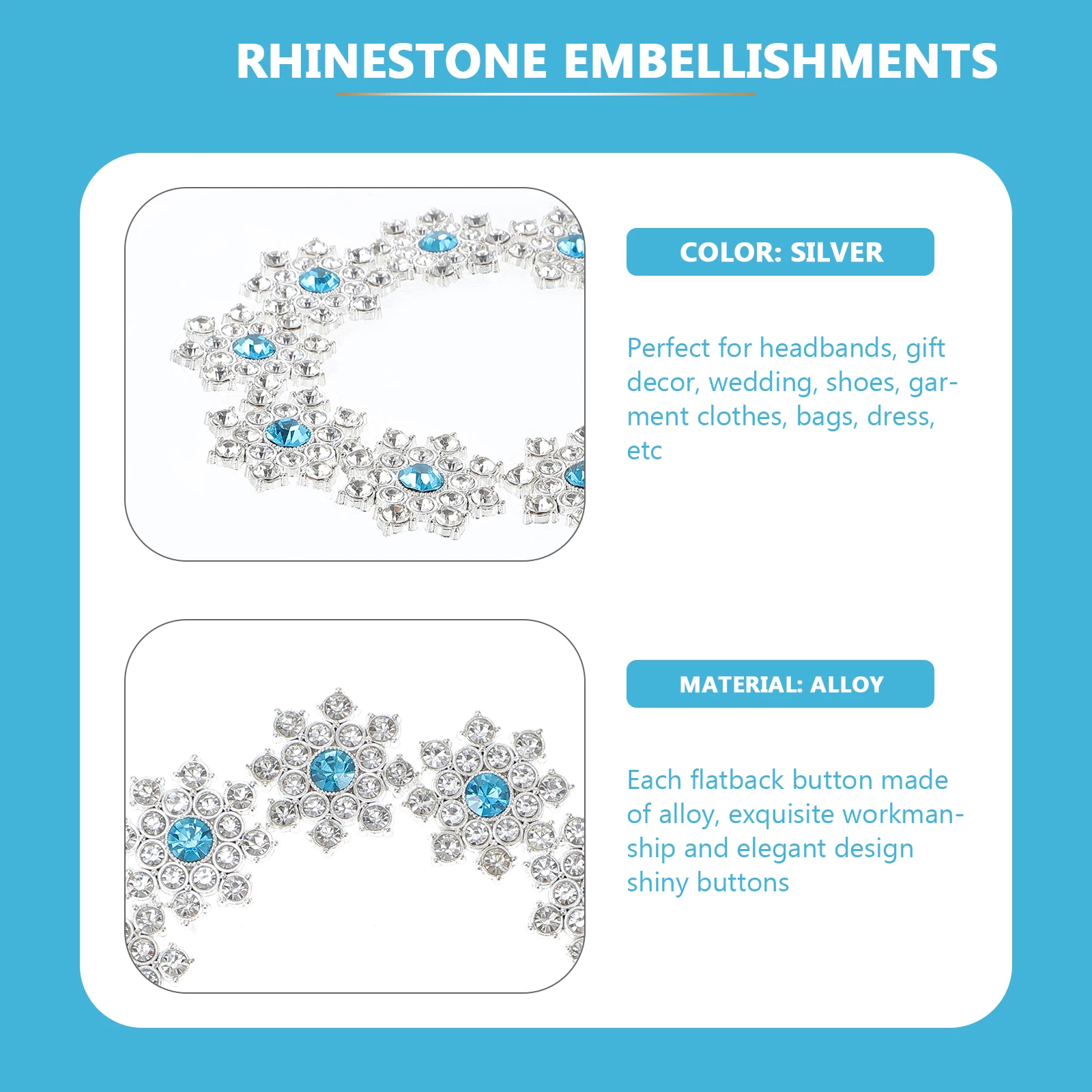 30 Pcs Rhinestone Buttons Crystal Embellishments Snowflake Shaped Alloy Craft Project Accessories Wedding Dress Decorative
30 Pcs Rhinestone Buttons Crystal Embellishments Snowflake Shaped Alloy Craft Project Accessories Wedding Dress Decorative