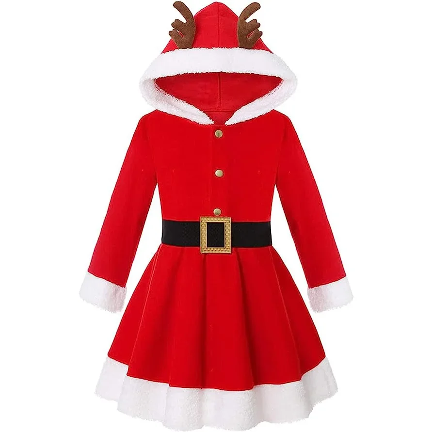 Girls Christmas Cute Elk Hooded Costume Red Christmas Dress Long Sleeve Princess Dress Hooded Xmas Outfits
Girls Christmas Cute Elk Hooded Costume Red Christmas Dress Long Sleeve Princess Dress Hooded Xmas Outfits
