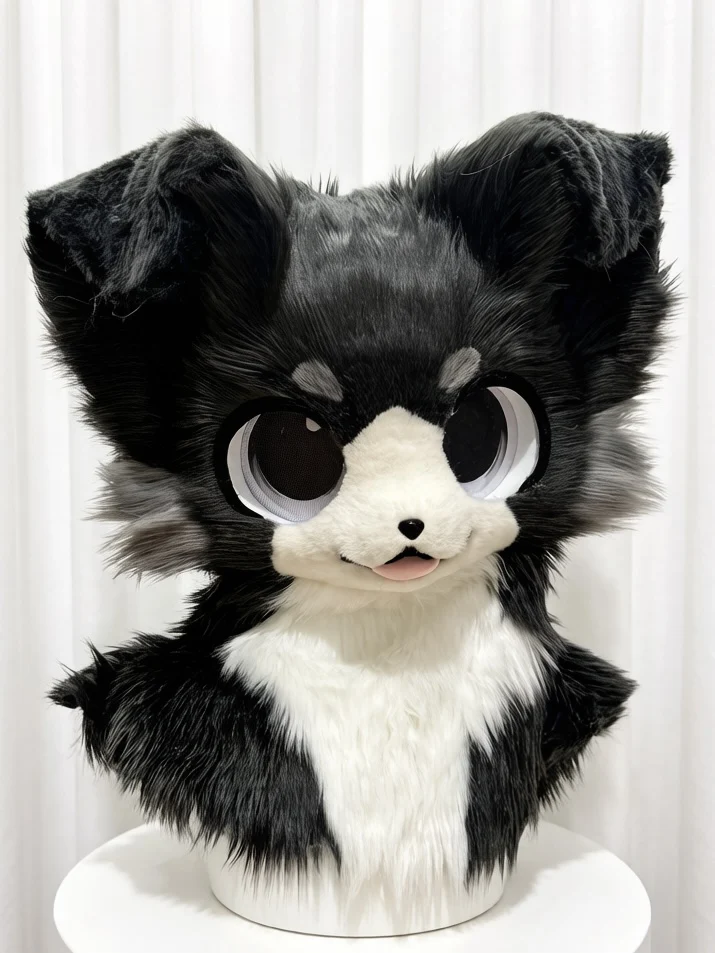 Long fur coat for Christmas, featuring a cute dog color theme. Wearing the mascot of a cat husky. For birthday party or Hallowee
Long fur coat for Christmas, featuring a cute dog color theme. Wearing the mascot of a cat husky. For birthday party or Hallowee